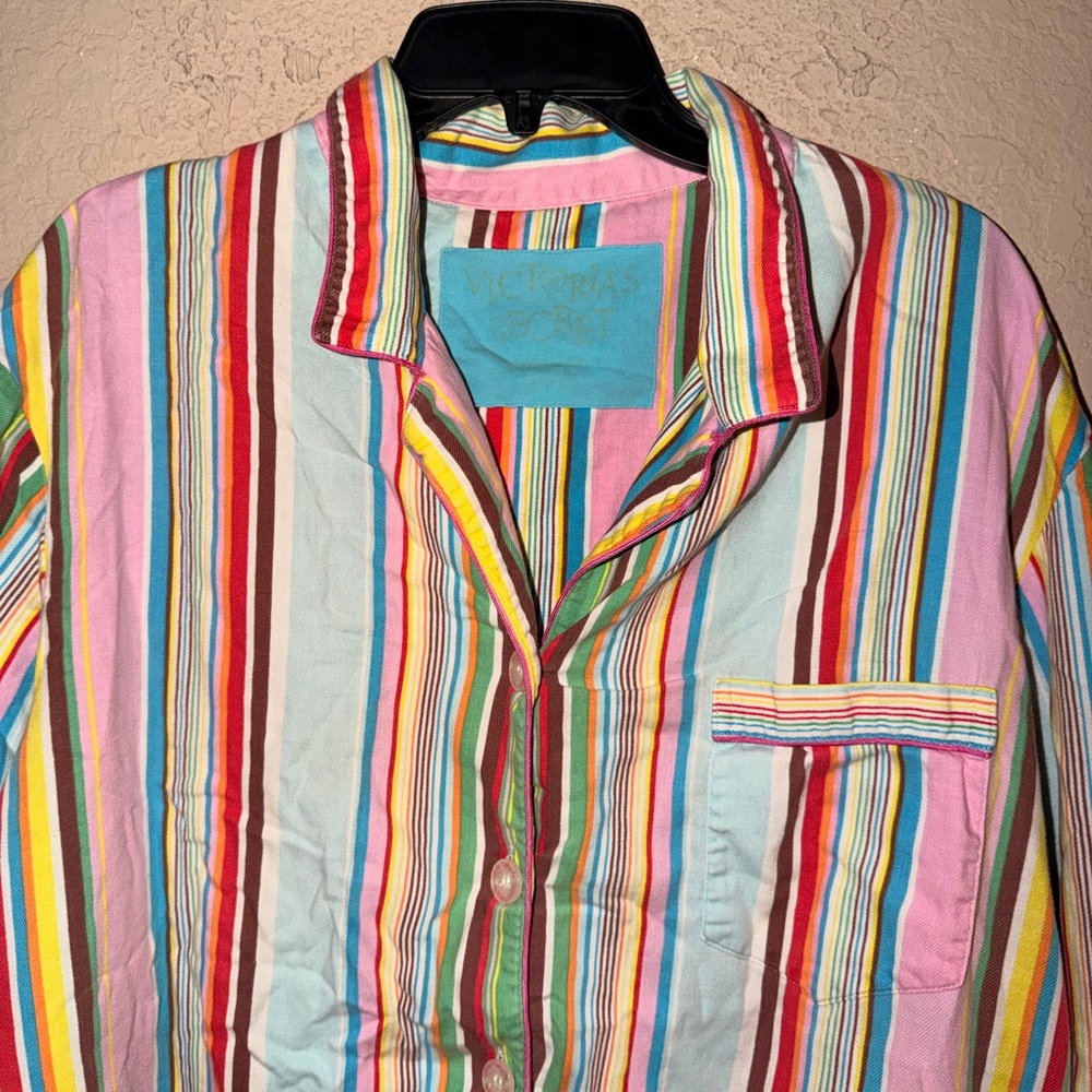 Vintage Victoria’s Secret Rainbow Stripes Pajama Top With Matching Pants Y2K 90 - Picture 4 of 14